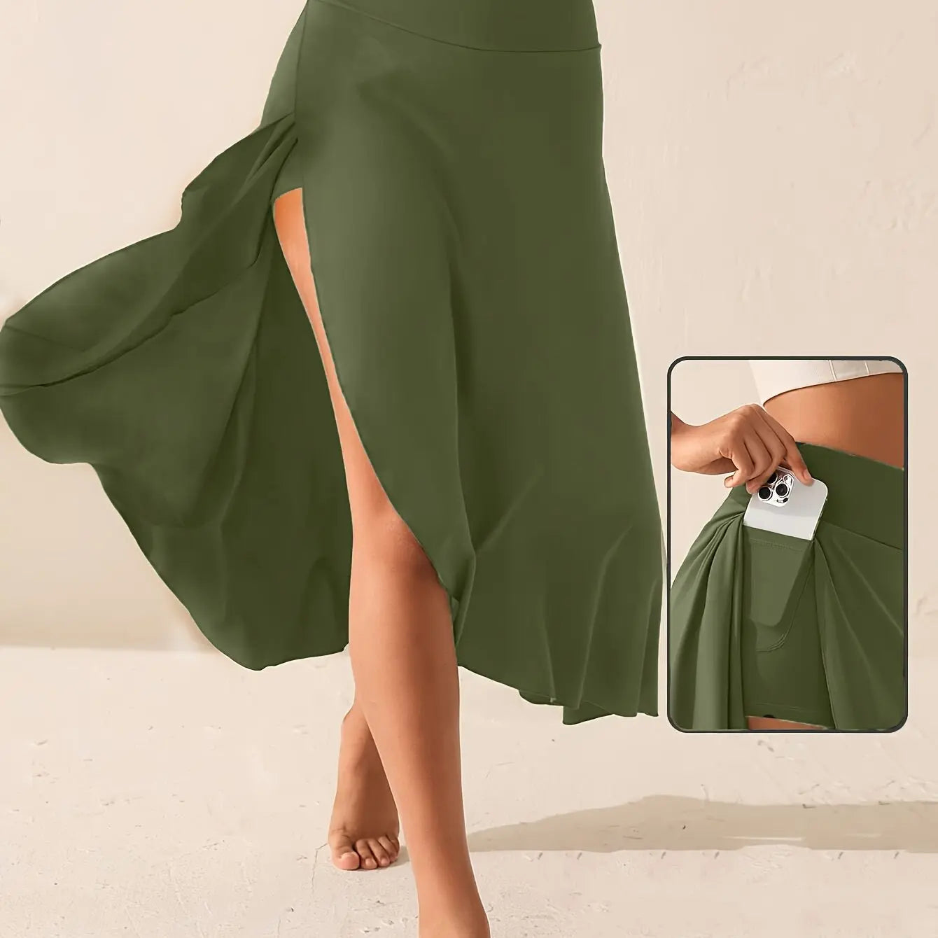 European and American women's dress with irregular temperament, elegant and fashionable solid color skirt