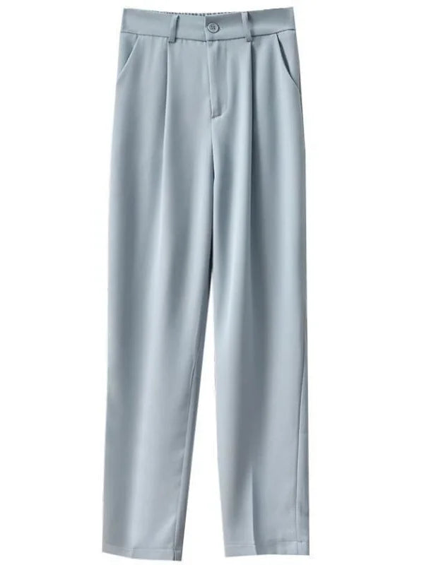 High Waist Women Suit Pants Fall Straight Office Ladies Korean Fashion Trousers Casual Button Loose Female Black Pants New 2026