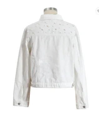 Denim Coats Women Pearls Jacket Outdoor Casual Cotton Jackets Denim Outerwear Autumn Spring Cowboy Overcoats Y2k Streetwear Coat