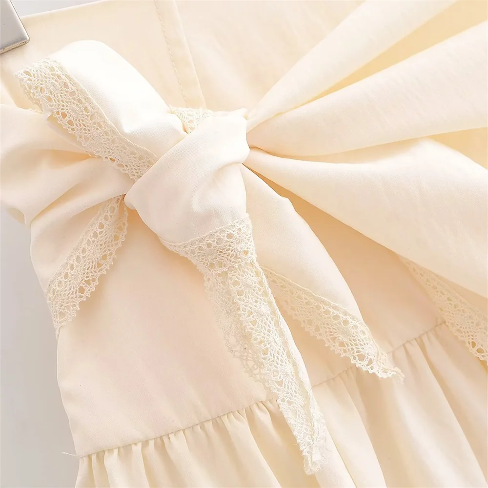 2026 new women's fashion spicy girl style high waisted A-line lace scarf decoration mid length skirt