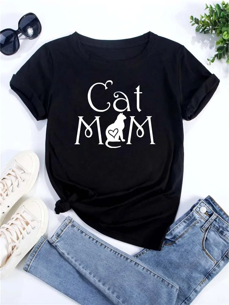 Women Kawaii Cats Print Summer Cute Women Tshirt Funny Cartoon T Shirt Female Ullzang T-shirt 90s Fashion Korean Style Top Tee