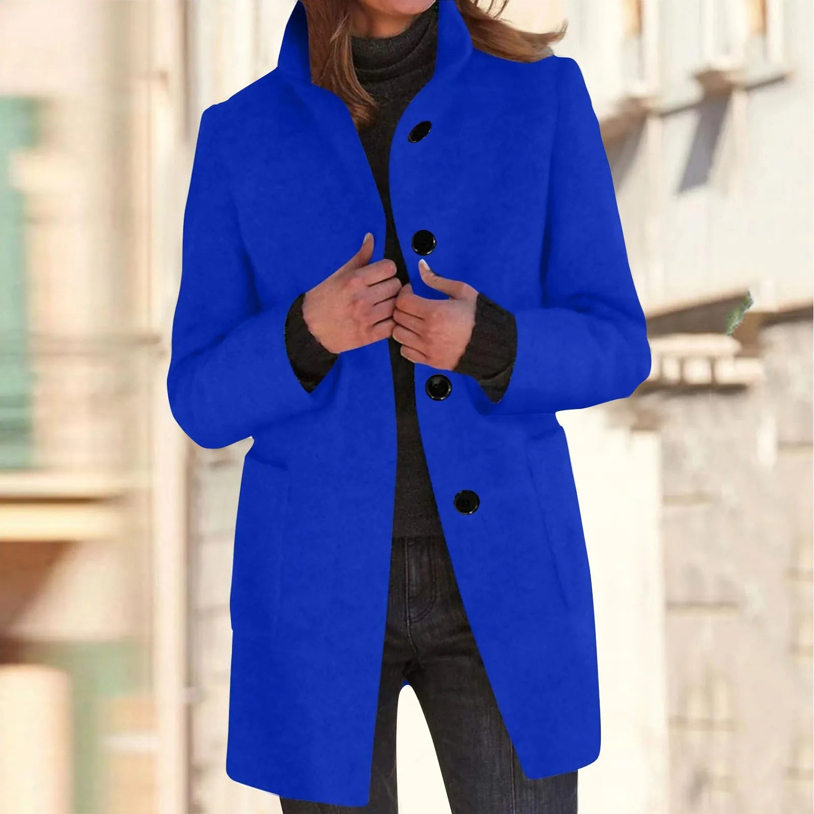 Womens Wool Cardigan Coats With Pockets Ladies Lapel Long Jacket Coat Fashion Solid Casual Winter Jackets for Women Plus Coat
