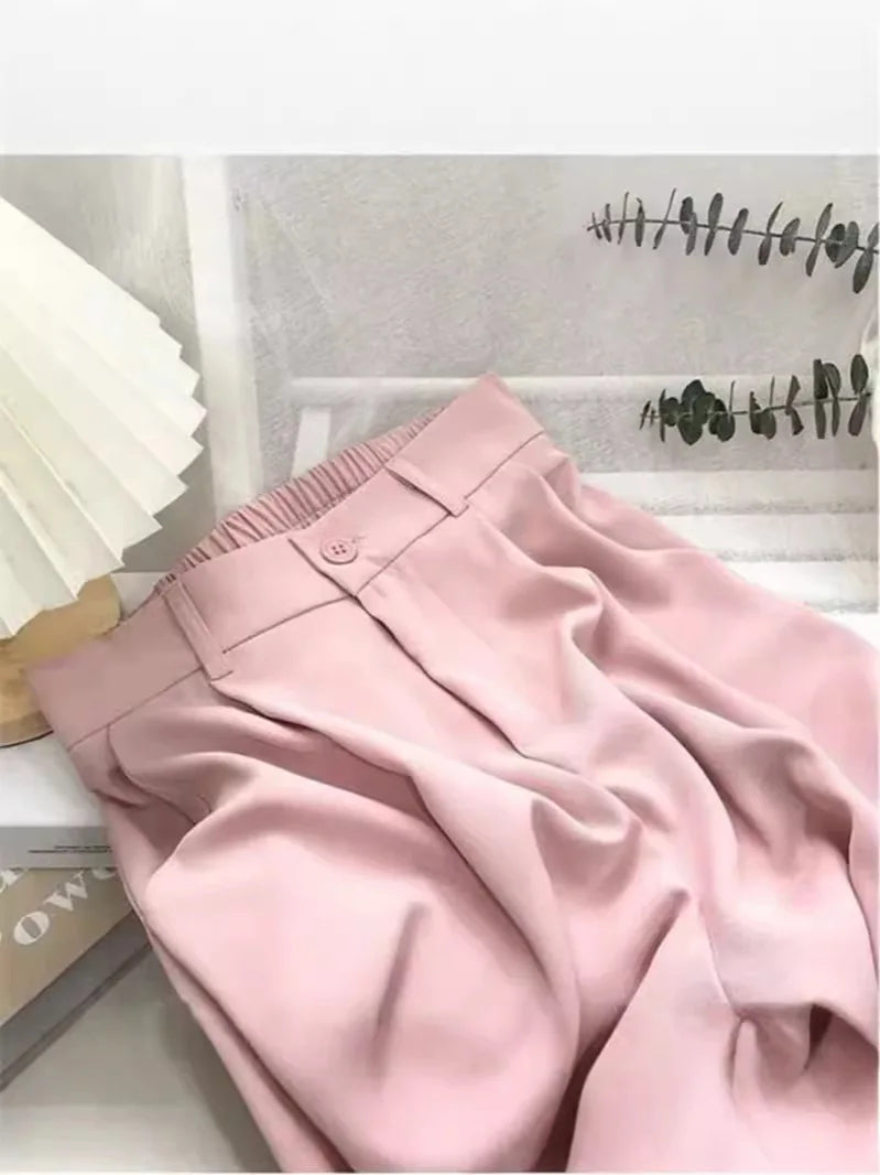 High Waist Women Suit Pants Fall Straight Office Ladies Korean Fashion Trousers Casual Button Loose Female Black Pants New 2026