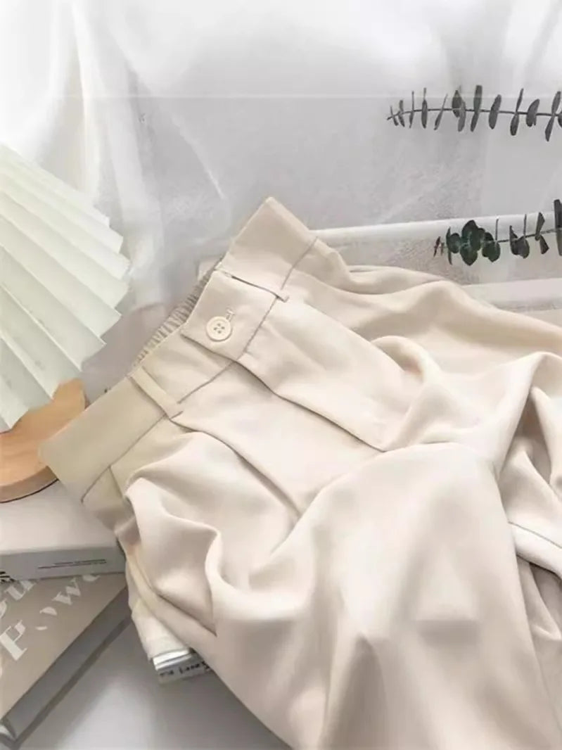 High Waist Women Suit Pants Fall Straight Office Ladies Korean Fashion Trousers Casual Button Loose Female Black Pants New 2026