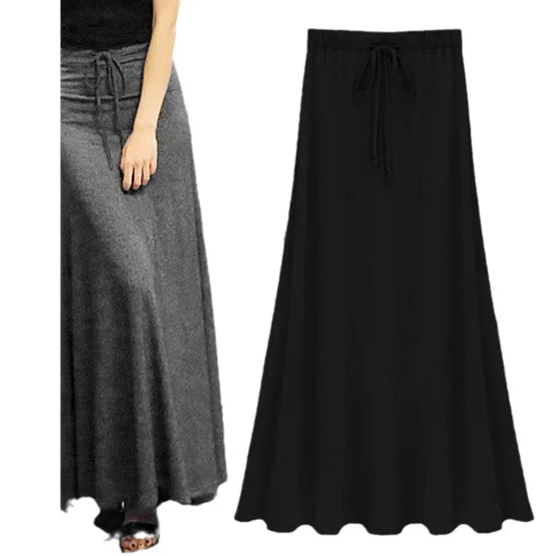 Women's Plus Size High Waist A-Line Long Skirt Japanese Korean Style Side Slit Bodycon Flared Swing Skirt