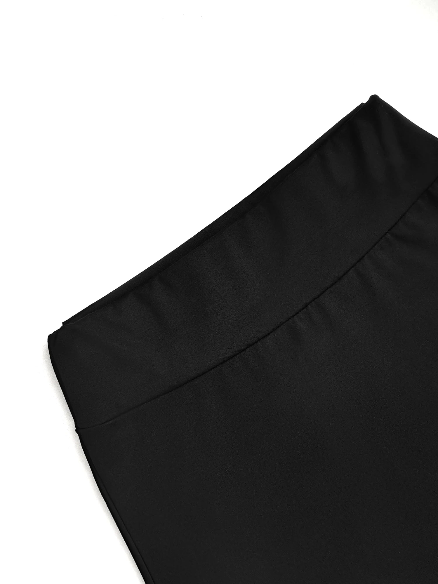 Women High Waist Midi Skirt Flared Silhouette Comfortable Fit Versatile for Brunch Vacations Work  Solid Colors