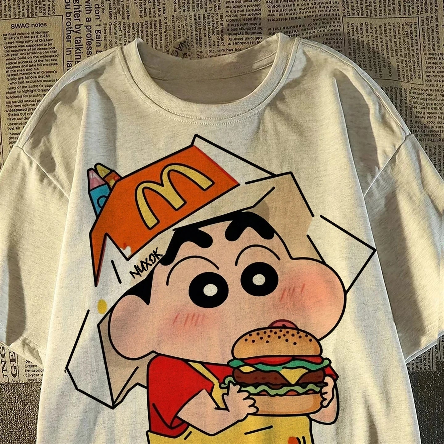 2026 Summer Fashion Crayon Shin Printed Casual Women's T-Shirt Short Sleeve Street Y2k Harajuku Loose T-Shirt Ladies Kawaii Top