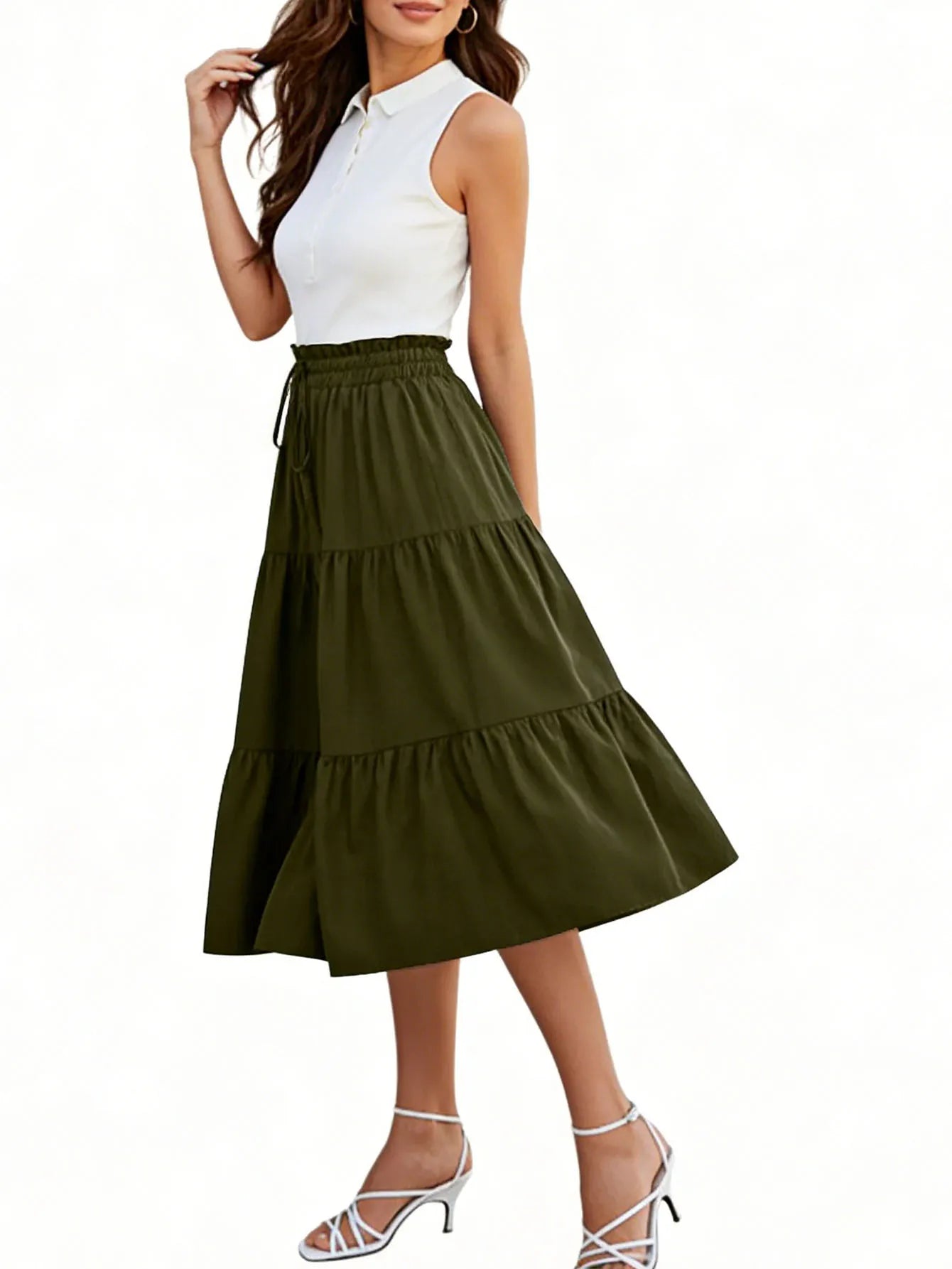 Summer Skirts for Women  Pleated Casual Elastic Waist Smocked Boho  Trendy Vacation Sexy Flowy Skirt