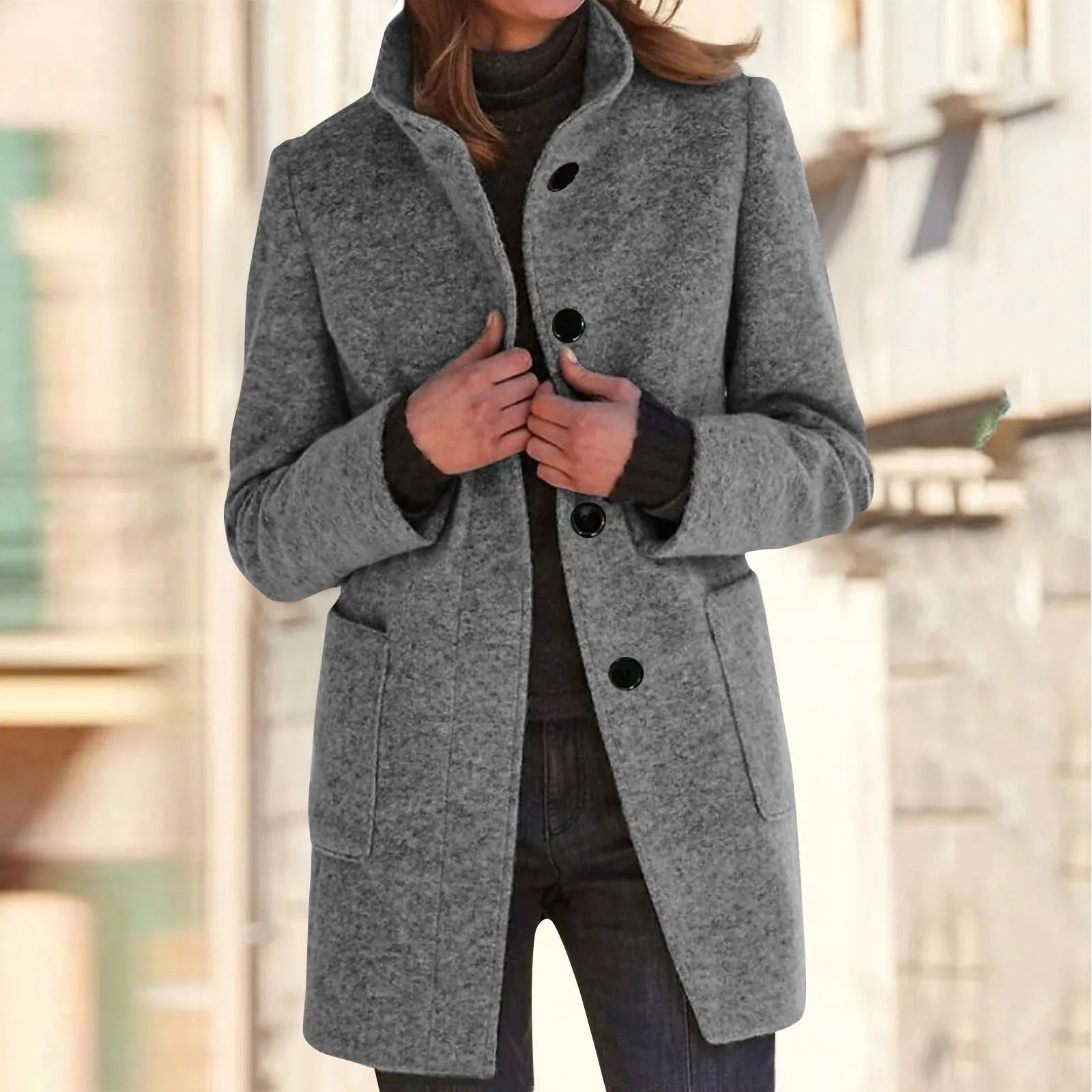 Womens Wool Cardigan Coats With Pockets Ladies Lapel Long Jacket Coat Fashion Solid Casual Winter Jackets for Women Plus Coat