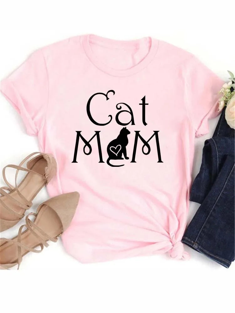 Women Kawaii Cats Print Summer Cute Women Tshirt Funny Cartoon T Shirt Female Ullzang T-shirt 90s Fashion Korean Style Top Tee