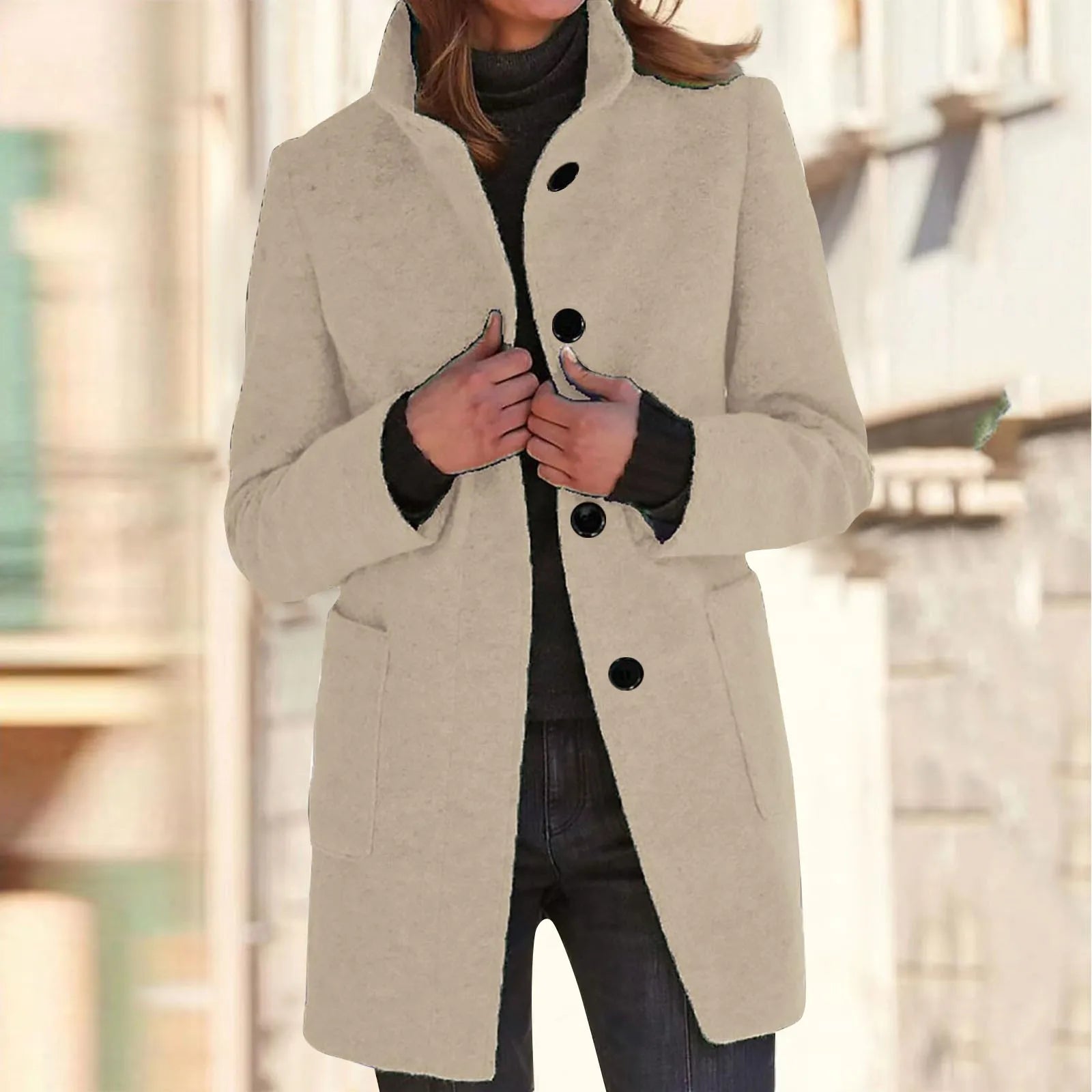 Womens Wool Cardigan Coats With Pockets Ladies Lapel Long Jacket Coat Fashion Solid Casual Winter Jackets for Women Plus Coat