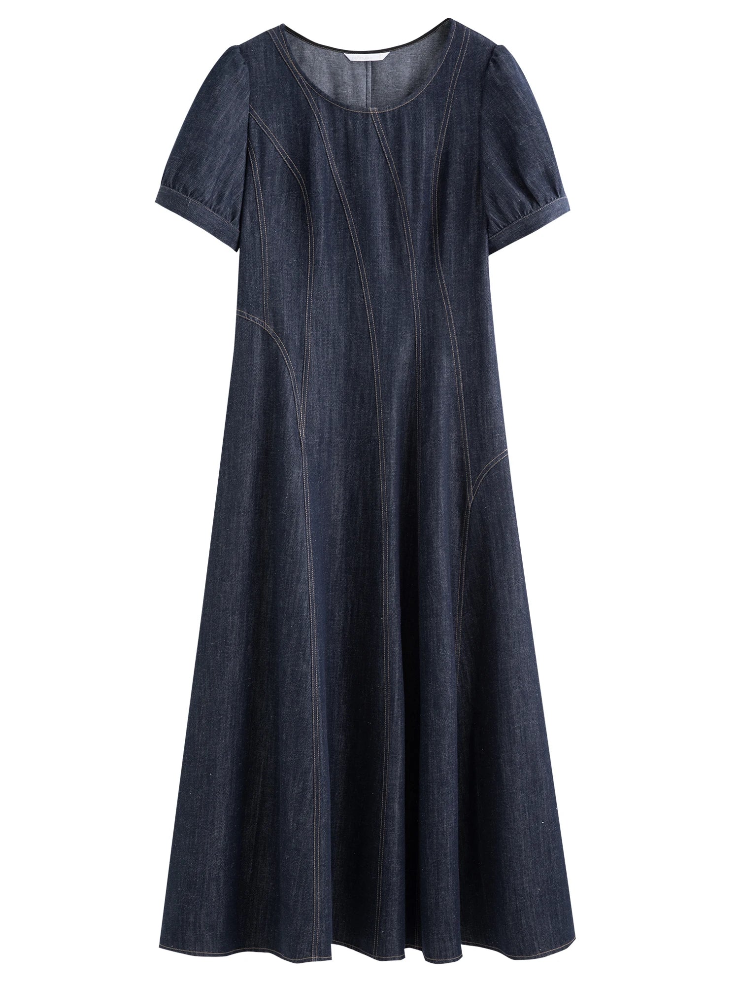 DUSHU Plus Size Denim Dress Women Summer Lyocell Tencel Breathable Slim Vest Dress Line Carved Dress 25DS82810