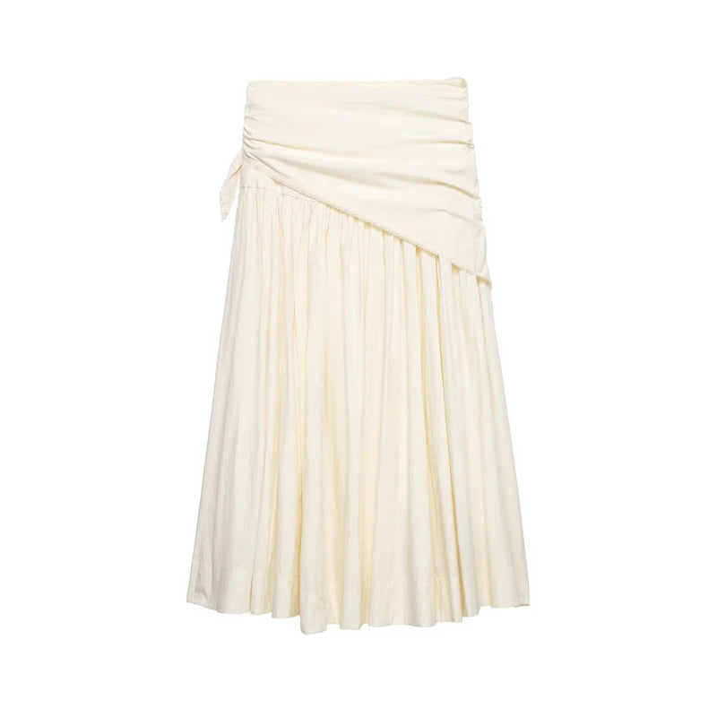 New Women's Hot Girl Style High-Waist A-Line Lace Scarf Decorated Mid-Length Dress 2026 Spring New Arrival
